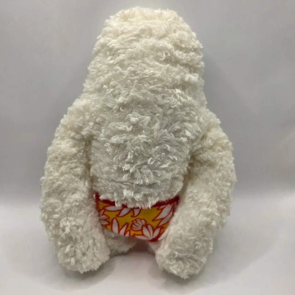 Fuggler Funny Ugly Monster Plush White Shaggy Button Eyes 7x9